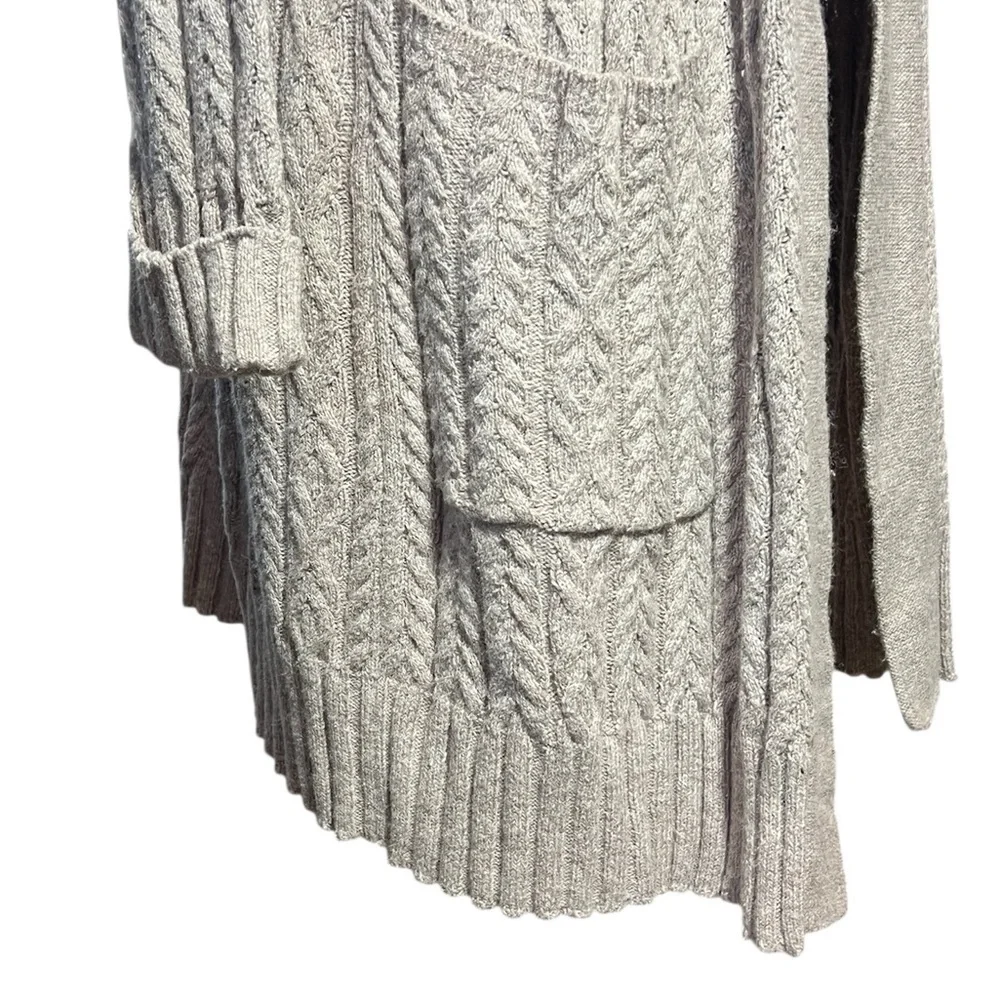 J. Jill Cable Knit Wool Blend Open Front Long Cardigan Cream Size L - Picture 6 of 8